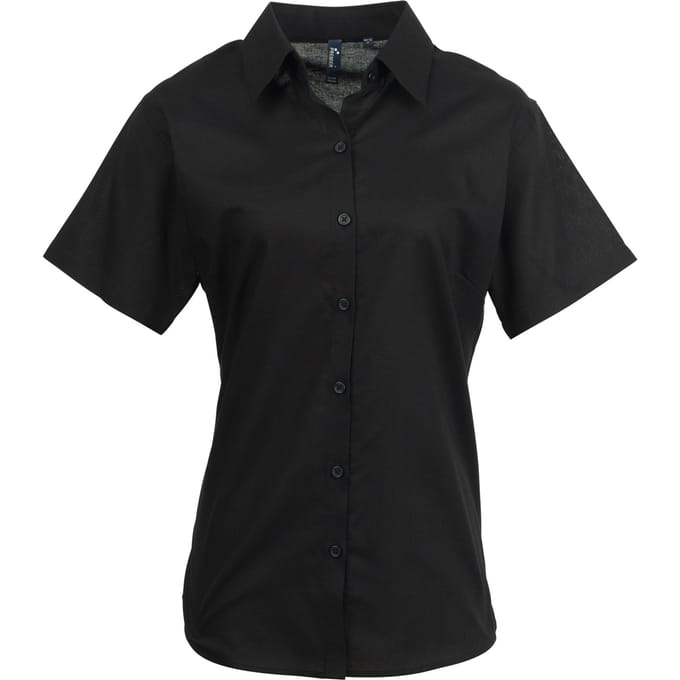 Premier Dames/Dames Handtekening Oxford Short Sleeve Work Shirt (Zwart)