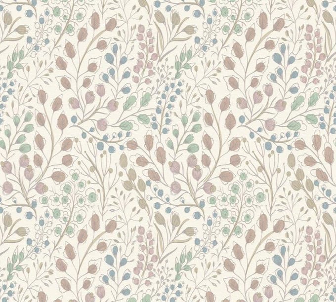 SUBTIELE BLOEMETJES BEHANG | Landelijk - wit roze groen blauw - A.S. Création Attractive 2