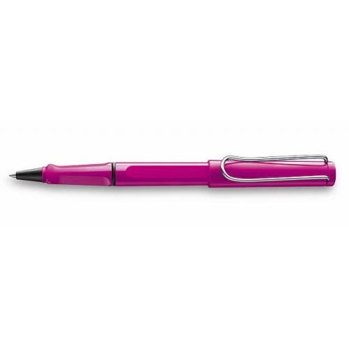 Lamy rollerpen, model safari pink, met een uitwisbaar blauwe vulling