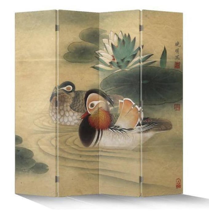 Fine Asianliving Chinees Kamerscherm Oosters Scheidingswand B160xH180cm 4 Panelen Oosterse Eenden