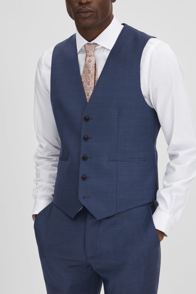 Reiss Plain Wool Waistcoat Bright Blue Größe: 38 | Blazer Outlet | Herren | Blau