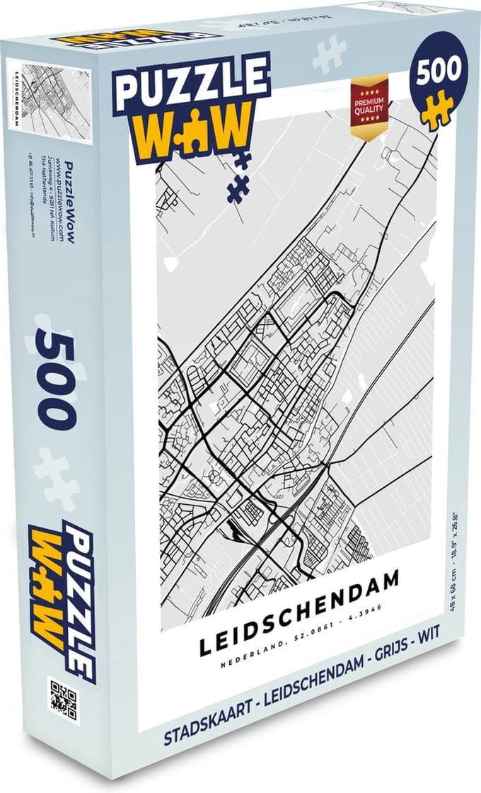 Puzzel Stadskaart - Leidschendam - Grijs - Wit - Legpuzzel - Puzzel 500 stukjes - Plattegrond