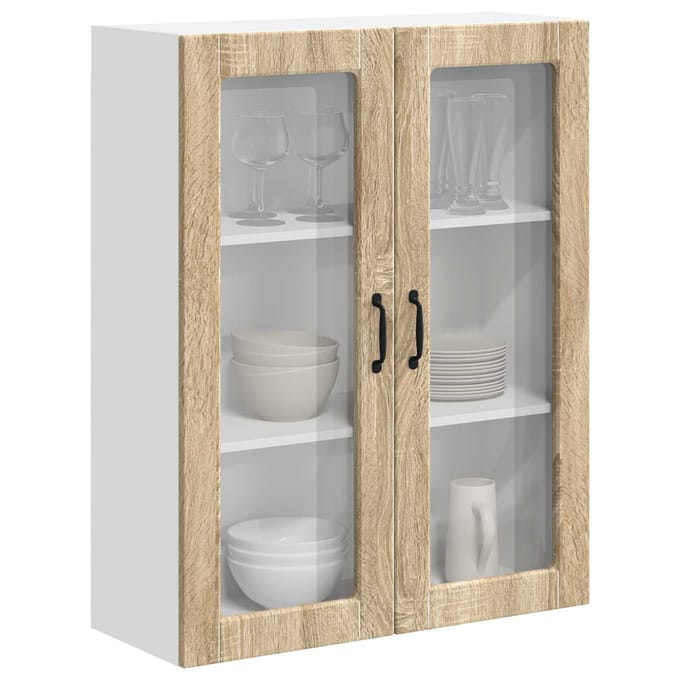vidaXL - Wandglas - Kasten - LUCCA - Sonoma - Eiken - 80 - x - 31 - x - 100 - cm