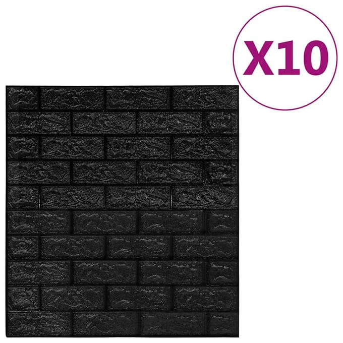 Panneaux 3D Imitation Brique, Auto-adhésifs, 10 Pièces, Noirs