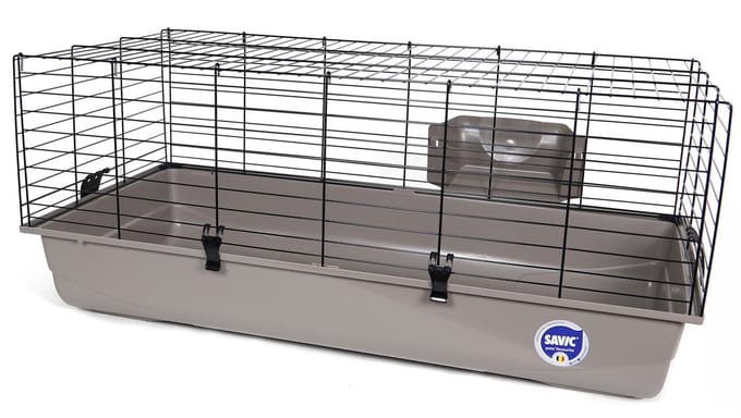 Savic Konijnenkooi Ambiente zwart warmgrijs met openklapbaar voorpaneel 100CM