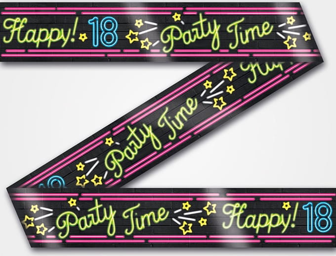 Paperdreams - Neon Party Tape - Happy 18 (12 m)