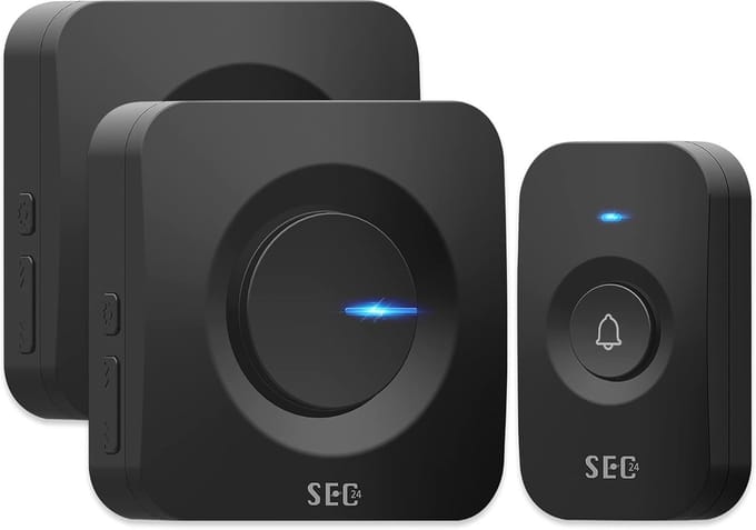 Draadloze Deurbel met 2 Ontvangers - Instelbaar Volume - 52 Melodieën - LED - Zwart