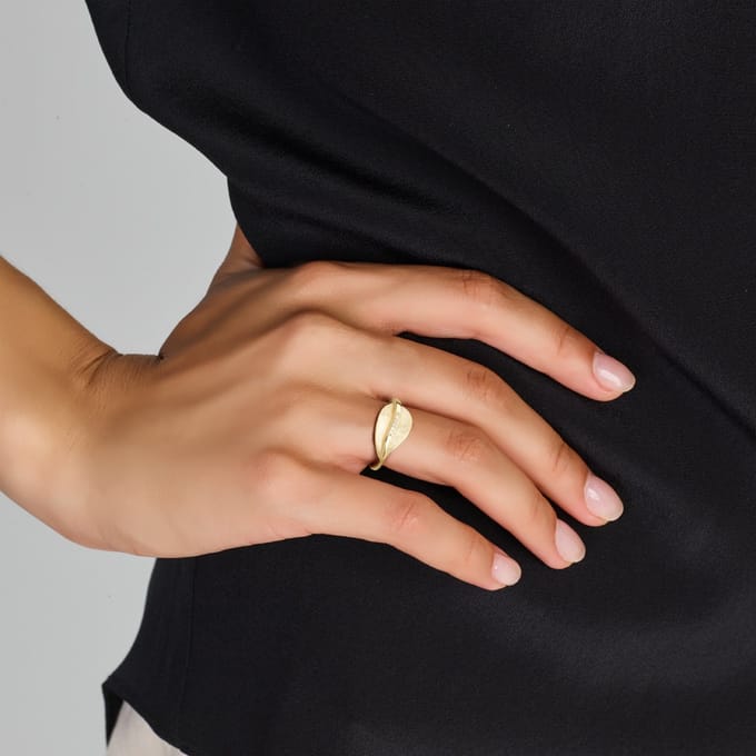 Ring Blad Gescratcht Diamant 0.025ct H Si