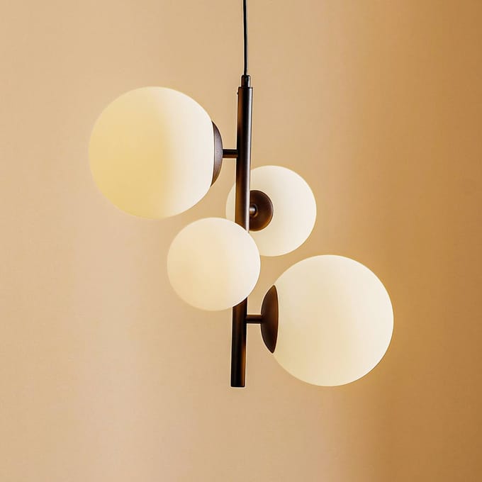 ALDEX Hanglamp Dione, 4-lamps, zwart