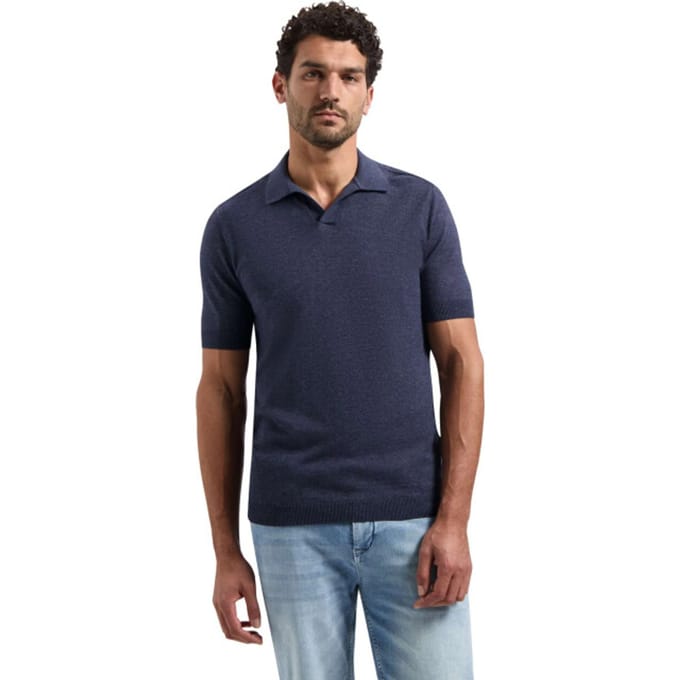 No Excess Pullover Short Sleeve V-Polo Melange Night  L