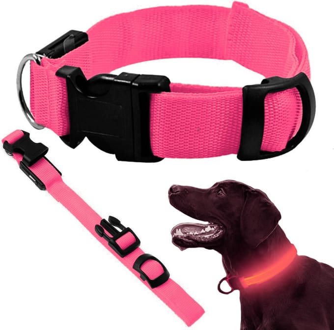 Led Halsband Hond - Roze - 3 Standen - Verstelbaar 36 - 59 cm