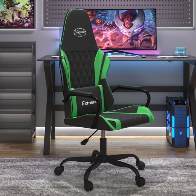 vidaXL - Gamestoel - kunstleer - zwart - en - groen