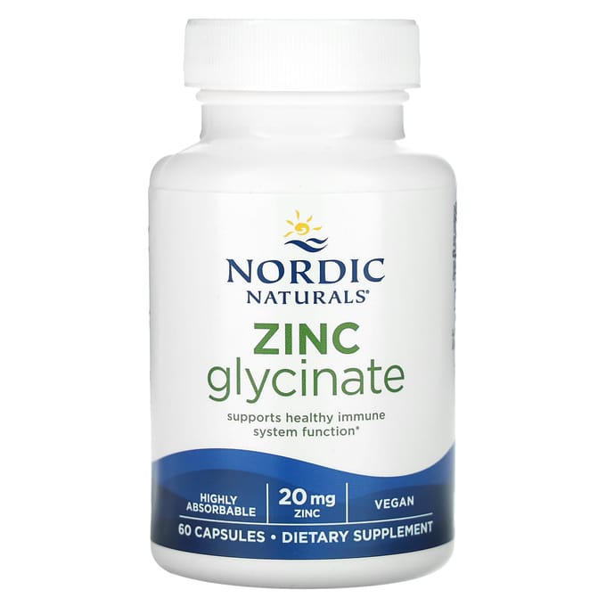 Nordic Naturals, Glycinate de Zinc, 20 mg, 60 Capsules
