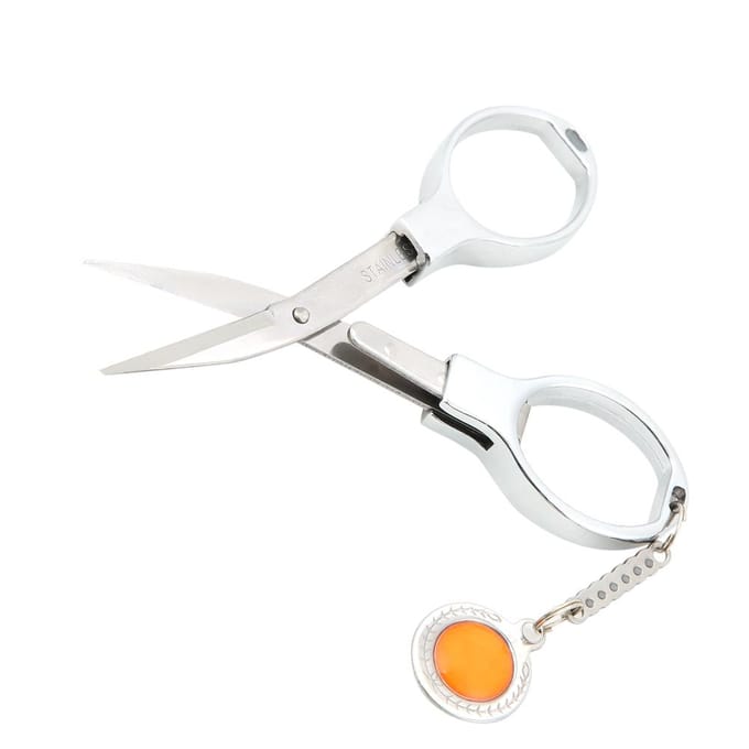 Ciseaux de poche pliants de voyage en acier inoxydable porte-clés ciseaux de pêche coupe-fil white