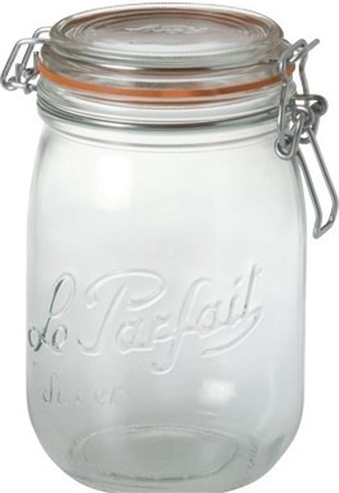 Le Parfait Voorraad/weckpot - 3x - glas - transparant - 17,6 x 8,5 cm - 1 L