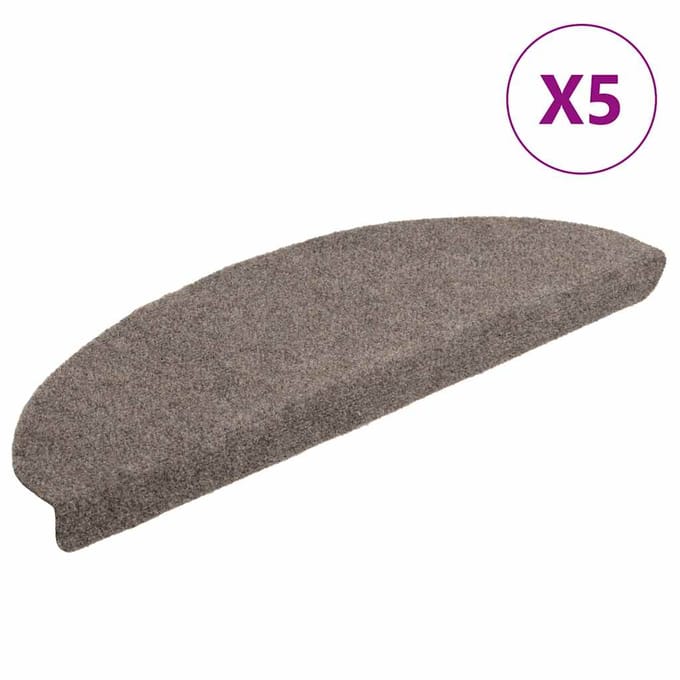 vidaXL - Trapmatten - Zelfklevend - 5 - stuks - 65x21x4 - cm - Beige - Halfrond - Groot
