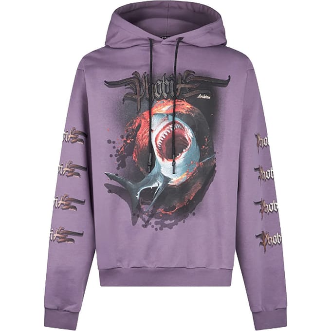 Shark Pprint Hoodie Paars Lichtgewicht herenhoodie