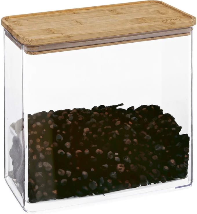 5Five - 2x - Keuken voorraadpot - Berlino - kunststof/bamboe - 3000 ml