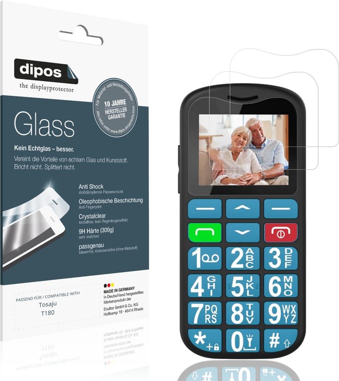 dipos – 2x Pantserfolie geschikt voor Tosaju T180 | 9H Screenprotector