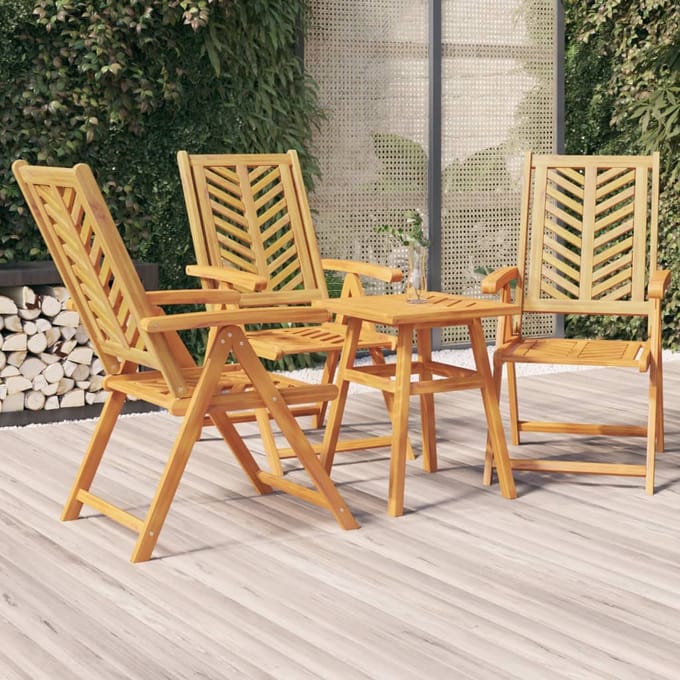 vidaXL - Tuinstoelen - 3 - st - verstelbaar - massief - acaciahout