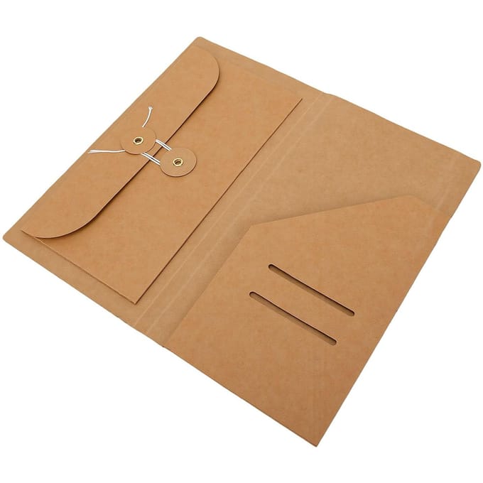 Reisnotitieboek Accessoires Kit Dubbele Zak Reisdagboek Kraft Dossier Map met Elastische Banden Standaard 2-in-1
