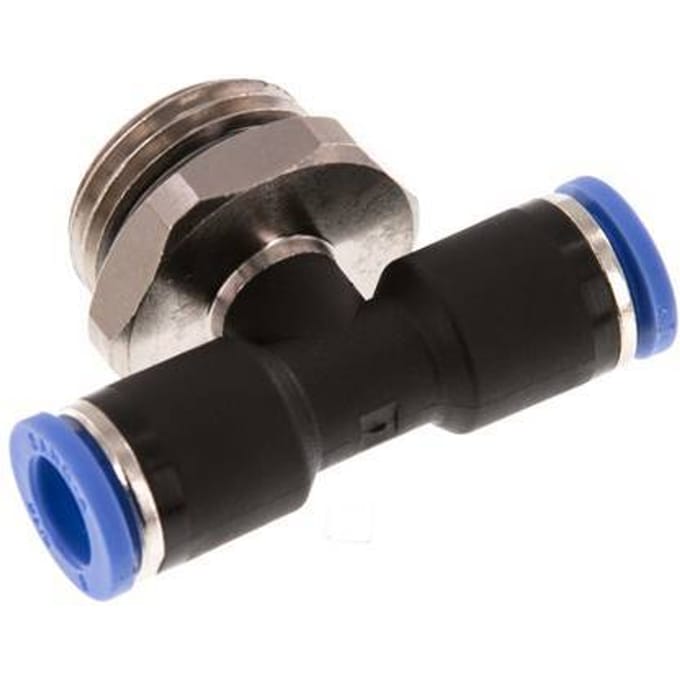 8mm x G1/2'' inline T-stuk Messing/PA 66 Insteekfitting Buitendraad Draaibaar NBR