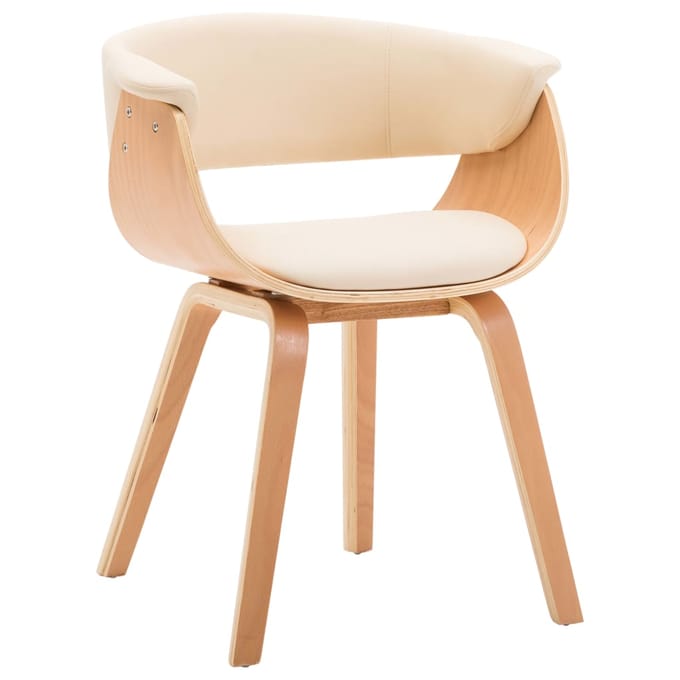 vidaXL Eetkamerstoelen 4 st gebogen hout en kunstleer crèmekleurig