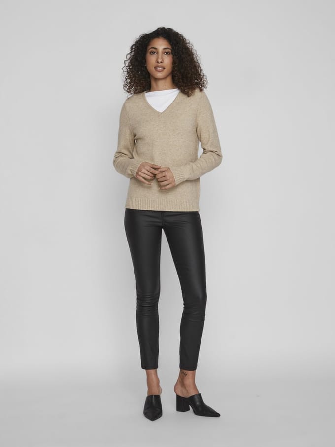 Vila Ril V-Neck L/S Knit Top Dames Trui - Maat S