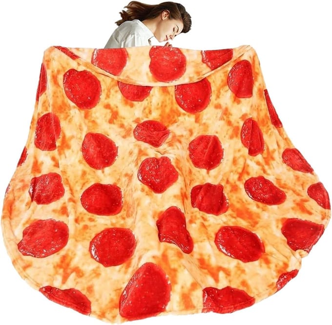 Pizza Deken - Wikkeldeken Plaid - Gezelligheid Thuis - Realistisch Pizza Ontwerp - 150 cm Diameter - Multicolor