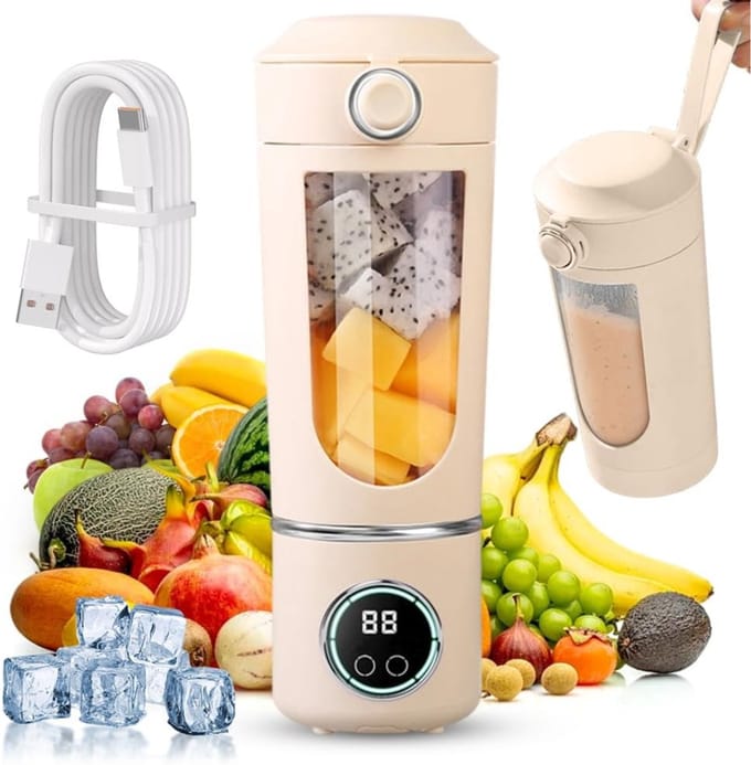 QORA® Milkshake Machine - Milkshake Maker - Smoothie Maker - Beige - 9cm x 11cm x 26cm