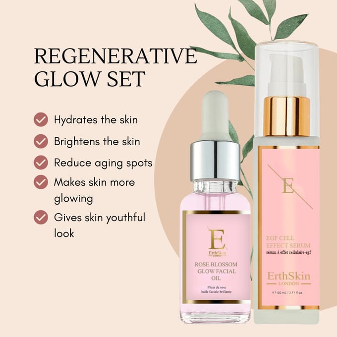 ErthSkin London EGF CEL EFFECT SERUM + Rozenbloesem Glow Gezichtsolie 1
