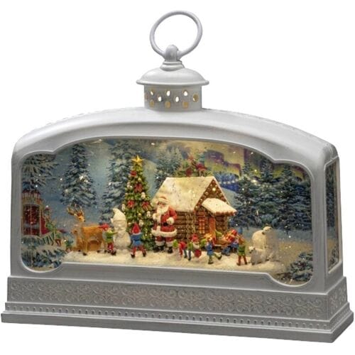 Konstsmide 4290-200 LED-lantaarn Kerstman met dieren Warmwit LED Wit Watergevuld, Timer