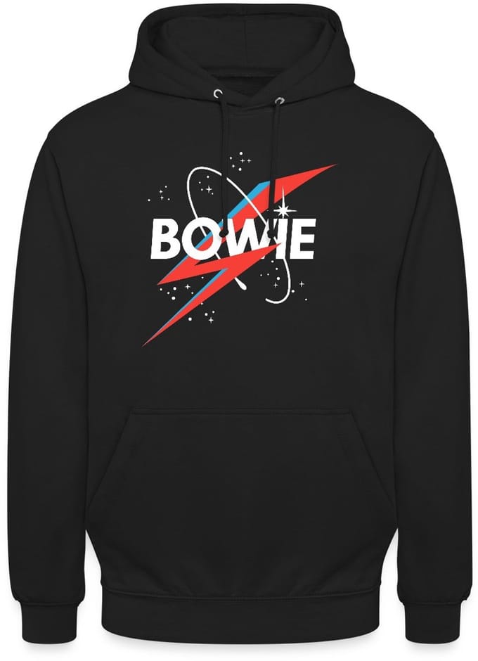 David Bowie Belettering Sterrenhemel Met Bliksem Hoodie Unisex