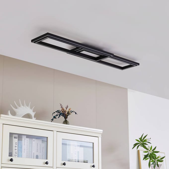 Lucande Smart LED plafondlamp Tjado 115 cm zwart RGB CCT