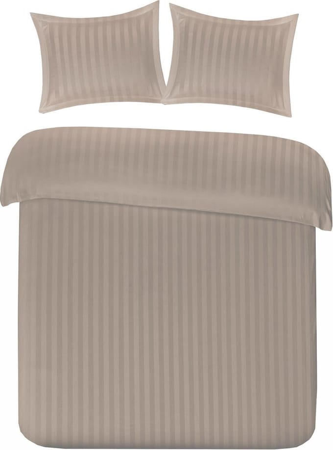 Papillon Uni Satijn Streep - dekbedovertrek - lits-jumeaux - 240 x 200/220 - Zand