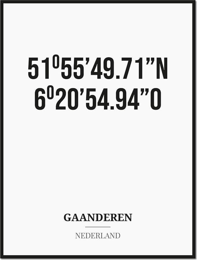 Poster/kaart GAANDEREN met coördinaten