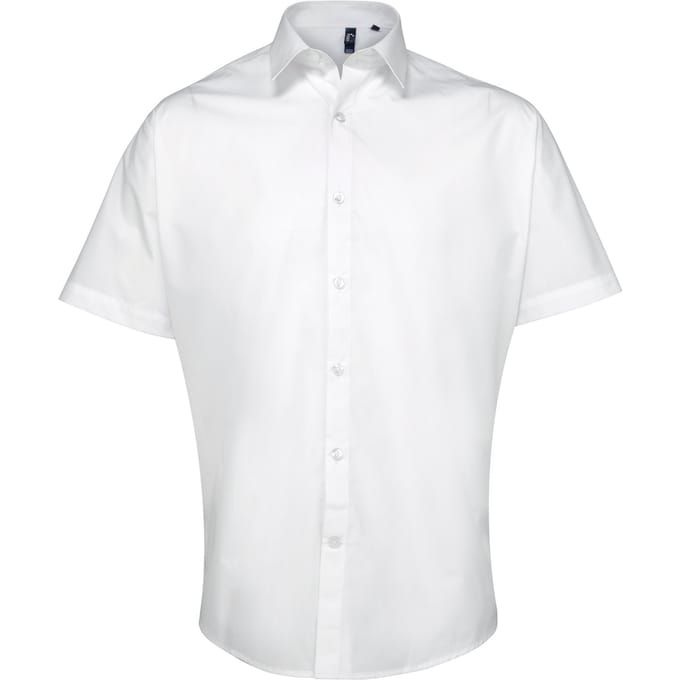 Premier Heren Supreme Heavy Poplin Short Sleeve Work Shirt (Wit)