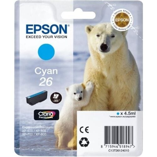 EPSON 26 inktcartridge cyaan standard capacity 4.5ml 300 paginas 1-pack RF-AM blister