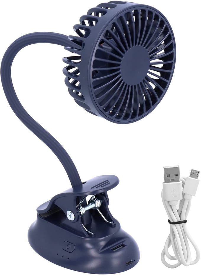 Allecto - Draagbare USB-ventilator - Buigbare Ventilator - Ideaal voor Thuis en Buitenshuis - Donkerblauwe Miniventilator - Verstelbare Hoek - Comp...