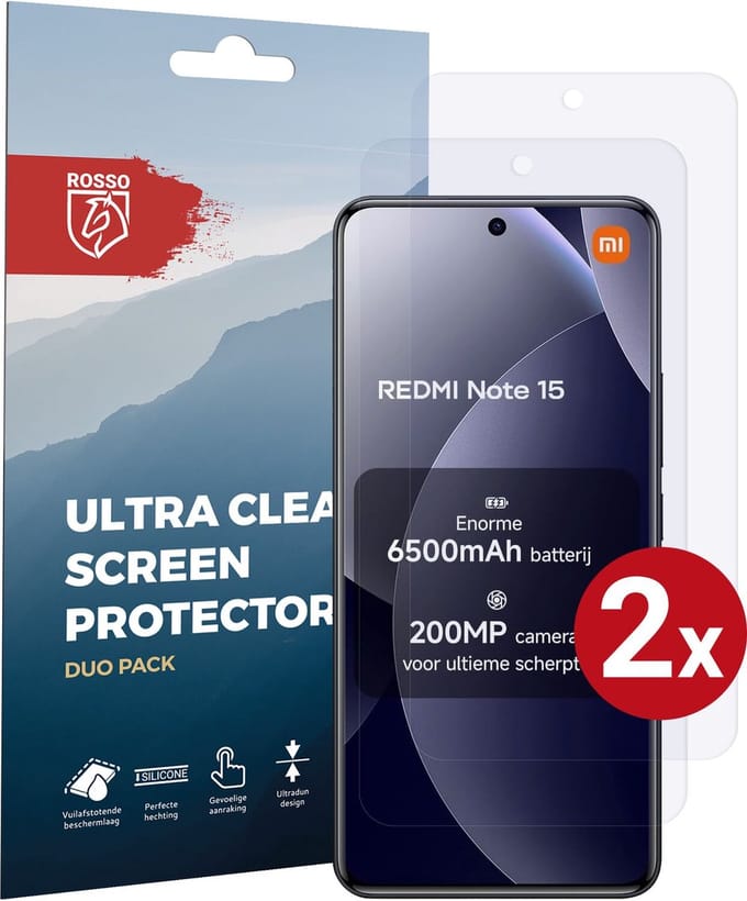 Rosso Screen Protector Geschikt voor Xiaomi Redmi Note 15 | Ultra Clear Duo Pack | TPU Folie | Case Friendly Beschermfolie | 2 Stuks