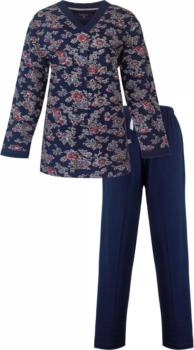 Tenderness Dames Pyjama - Lange Mouwen - Navy Blauw - Maat XL