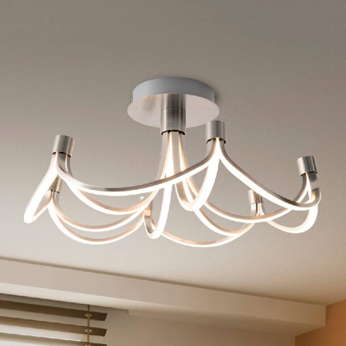 Näve LED plafondlamp Festos, nikkel mat, dimbaar