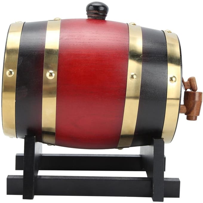 Mini tonneau à vin en bois de chêne de 1,5 L, accessoire de brassage à domicile beige