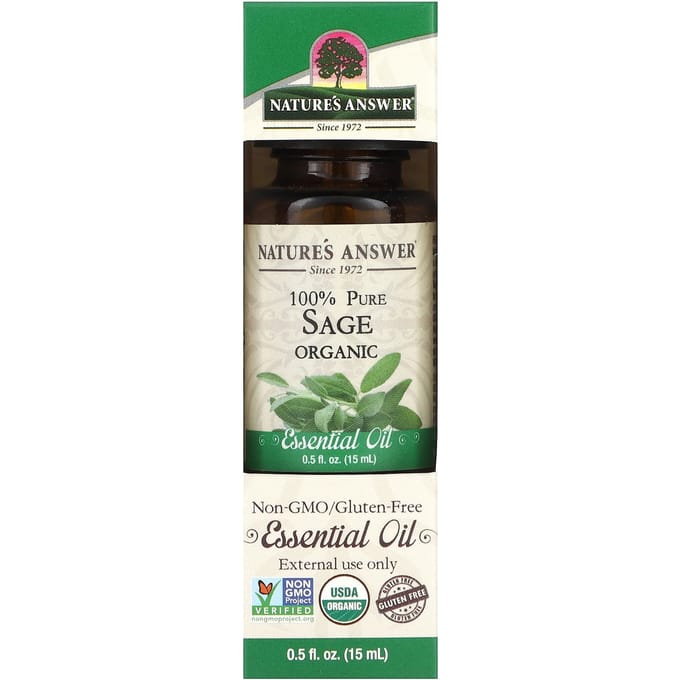 Nature'S Answer, 100% Pure Organic Essential Oil, Sage, 15 Ml (0.5 Fl Oz)