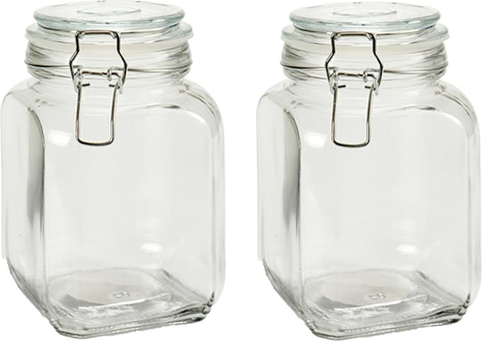 Vivalto Weckpot/inmaakpot - 2x - Caja - 1.2L - glas - beugelsluiting - D11 x H17 cm