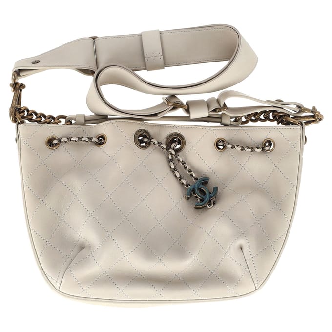 Chanel CC Paris-Rome Schoudertas in Witte Leer