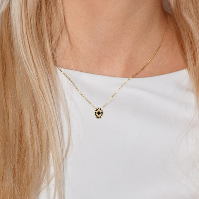 Ketting Black Diamonds 0,11 Cts Yellow Gold