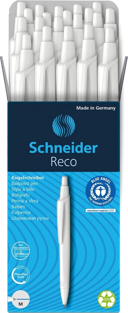 Schneider balpen - Reco - wit - 20 stuks - S-131850-20