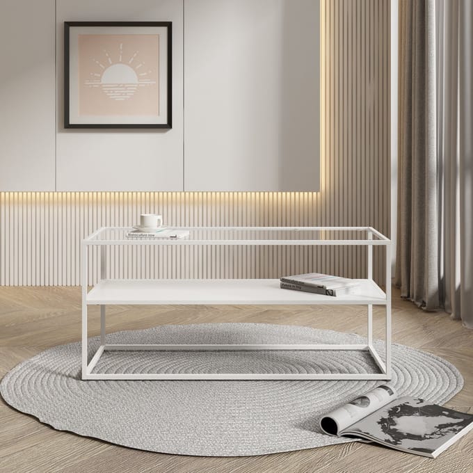 Salontafel Solund 102x43x46 cm staal wit mat