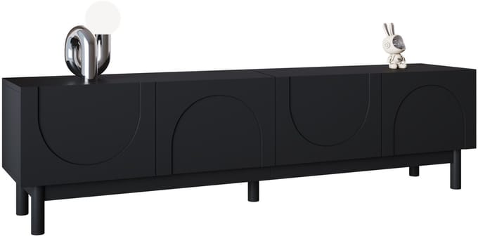 TV-Meubel - Met Golvende Deuren en Planken - Stabiele Poten - MDF - Wit